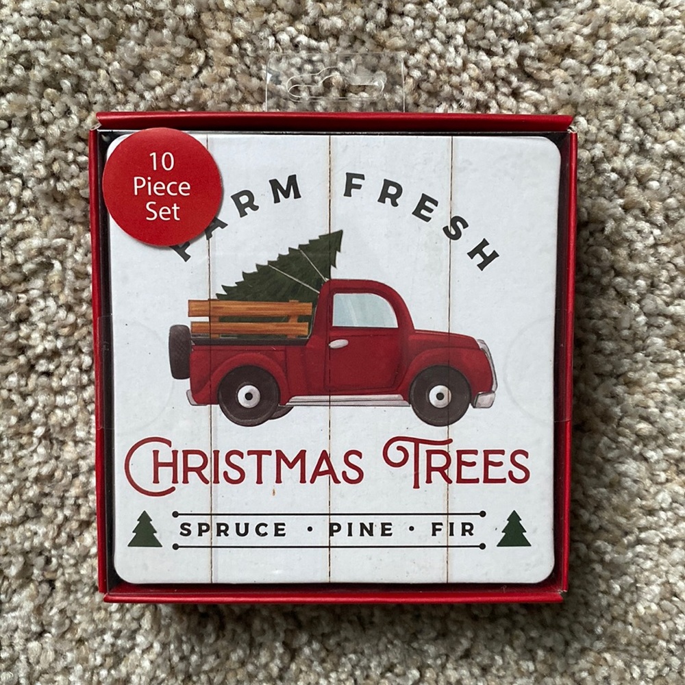 "Farm Fresh Christmas Trees" Coaster Set
